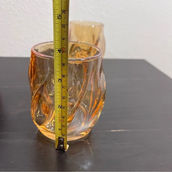 MCM Amber Twisted Whiskey Glasses - Set of 2 - Spiral Lowball Rocks Glass in Box - Picture 6 of 14
